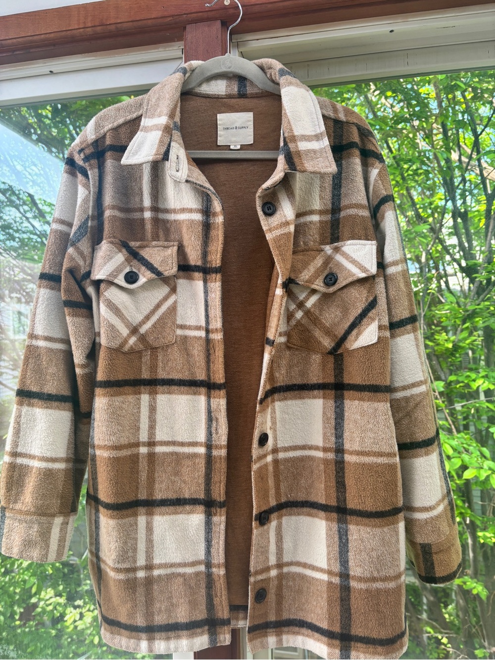 Thread & Supply Brown Plaid Utility Shacket